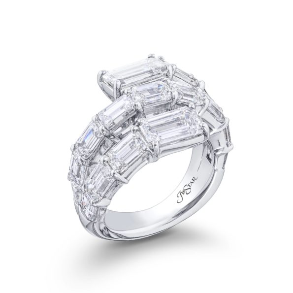 Twogether Emerald Cut Diamond Engagement Ring