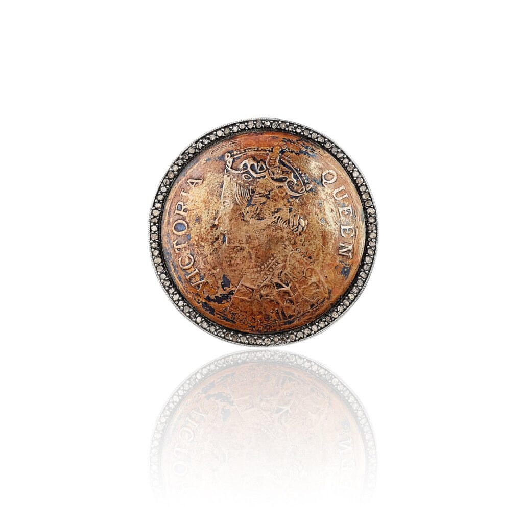 Antique Queen Victoria Coin Diamond Ring