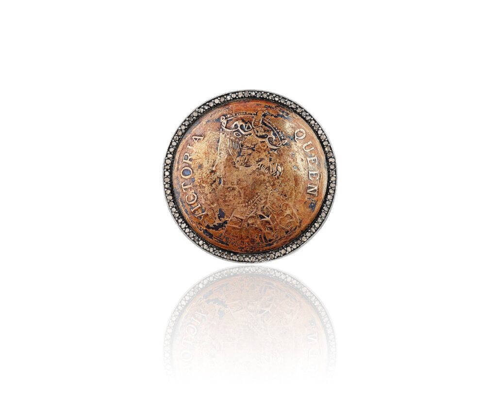 Antique Queen Victoria Coin Diamond Ring