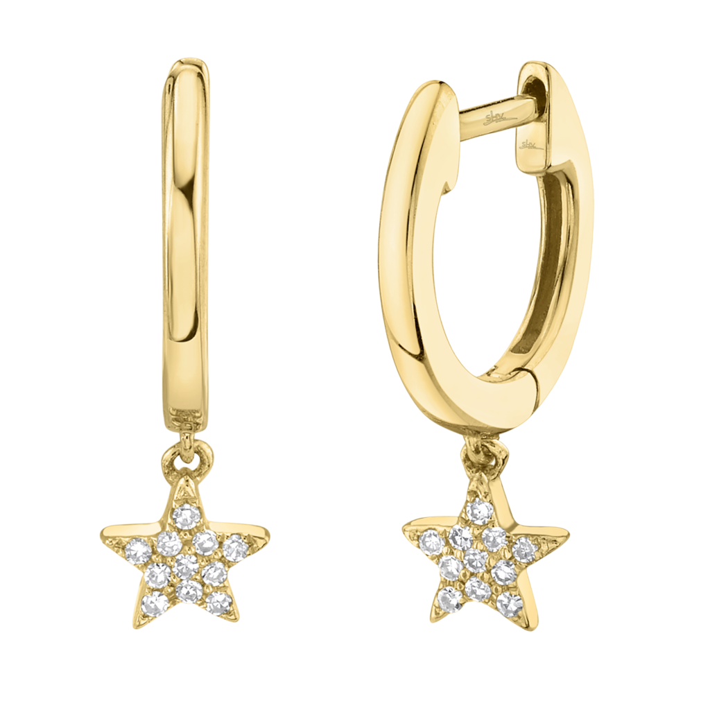 0.04ct 14K Y/G Diamond Star Huggie Earrings