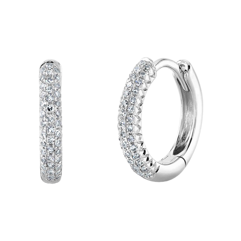 0.20ct 14K W/G Diamond Pave Huggie Earrings