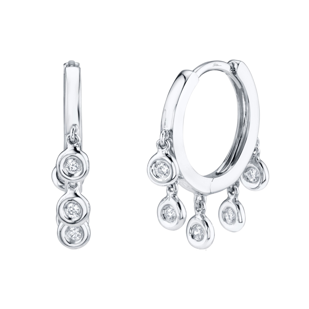 0.17ct 14K W/G Diamond Shaker Hoop Earrings