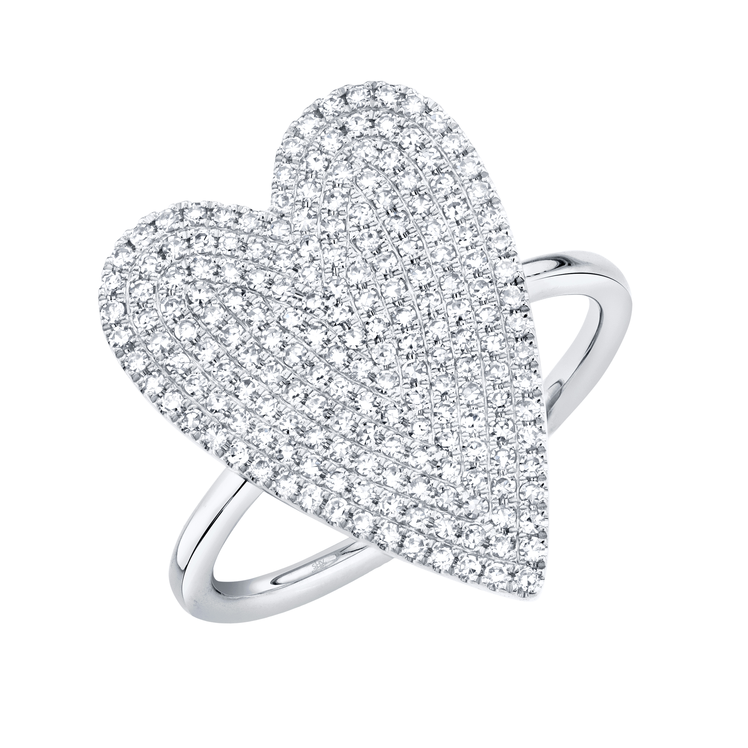 0.56ct 14K W/G Diamond Pave Heart Lady's Ring