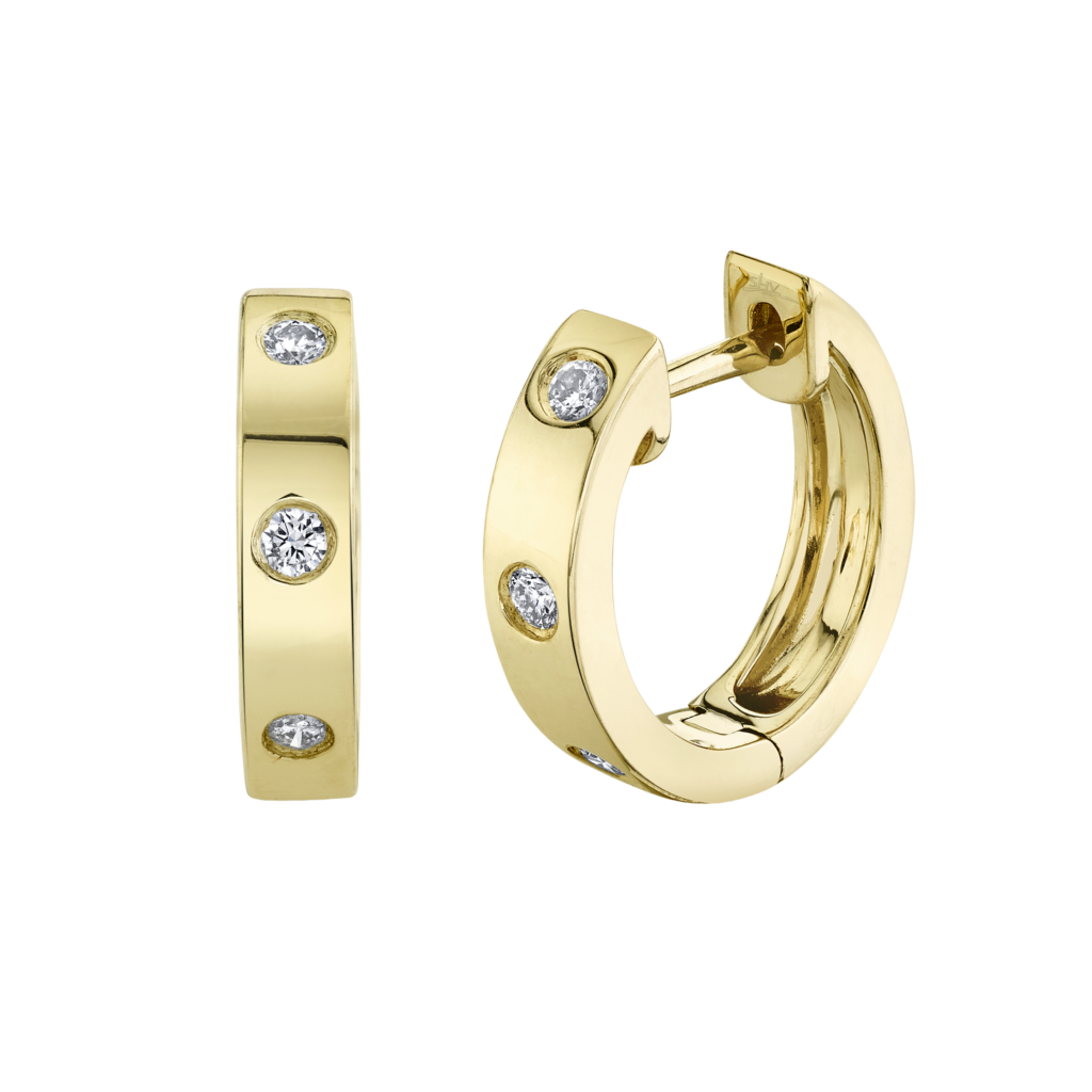 0.11ct 14K Y/G Diamond Huggie Earrings