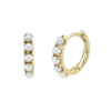 14K Y/G Cultured Pearl Huggie Earrings