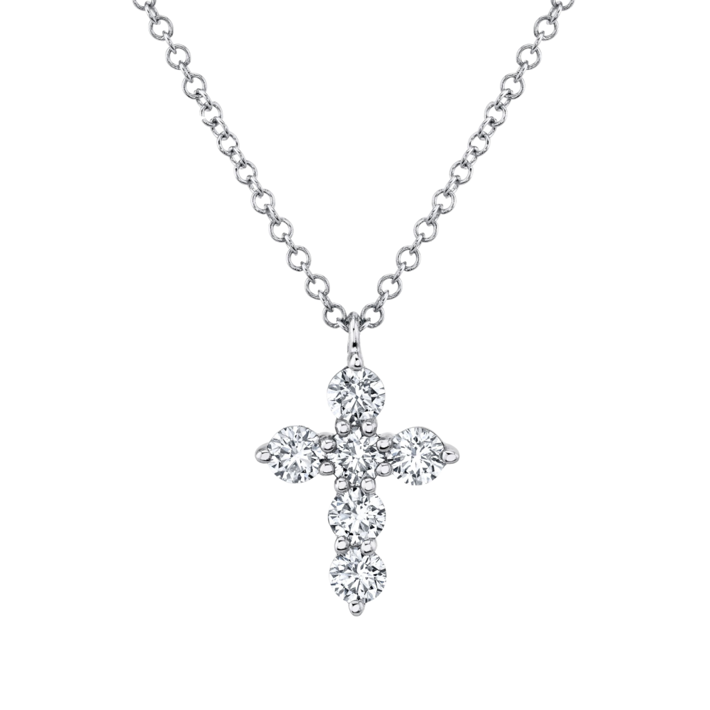 0.50ct 14K W/G Diamond Cross Necklace