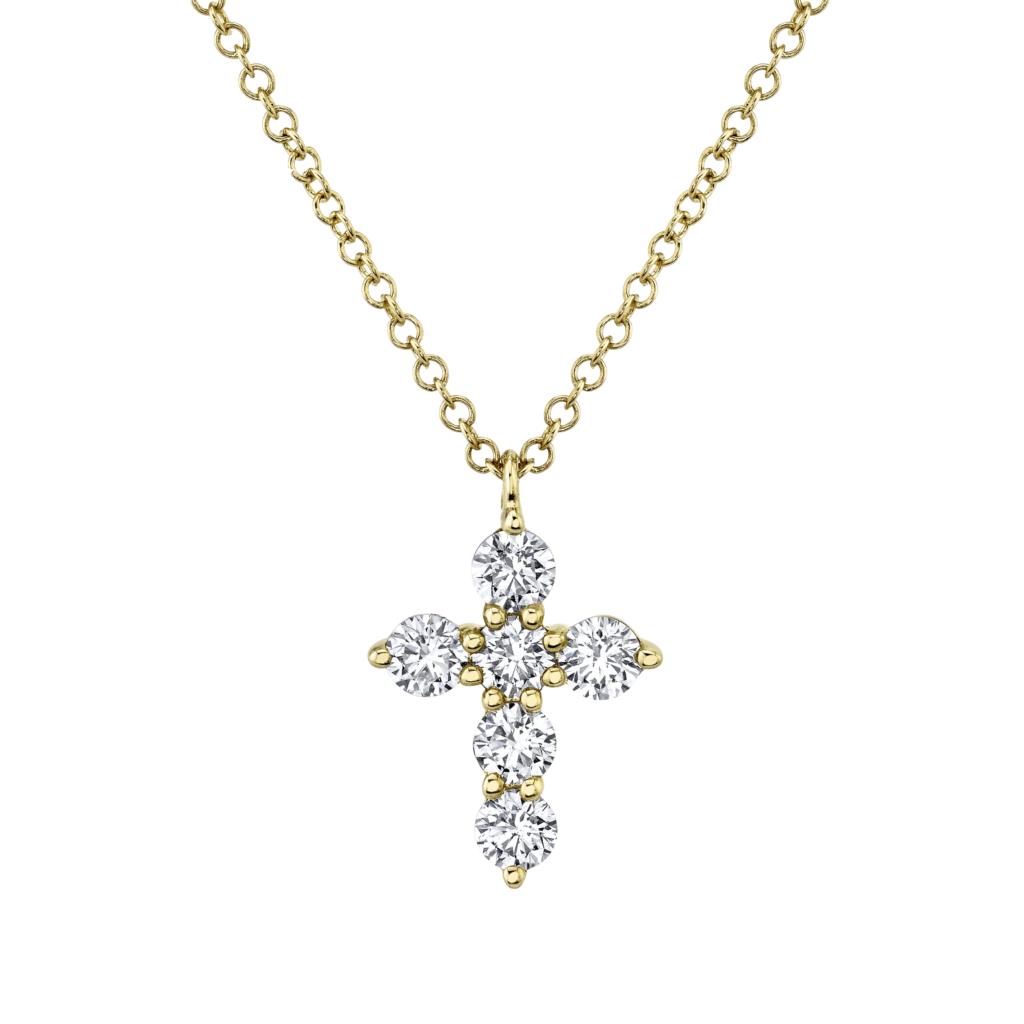0.50ct 14K Y/G Diamond Cross Necklace