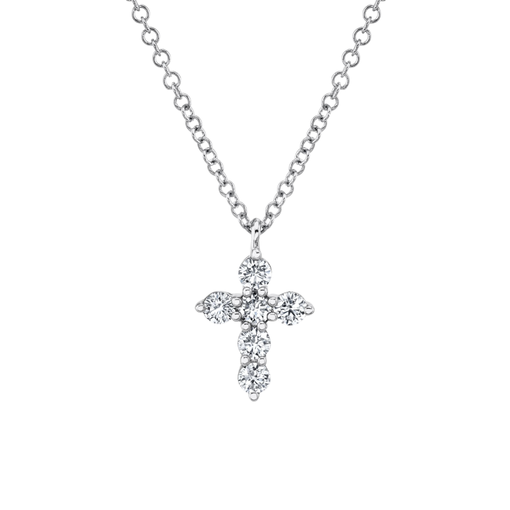 0.25ct 14K W/G Diamond Cross Necklace