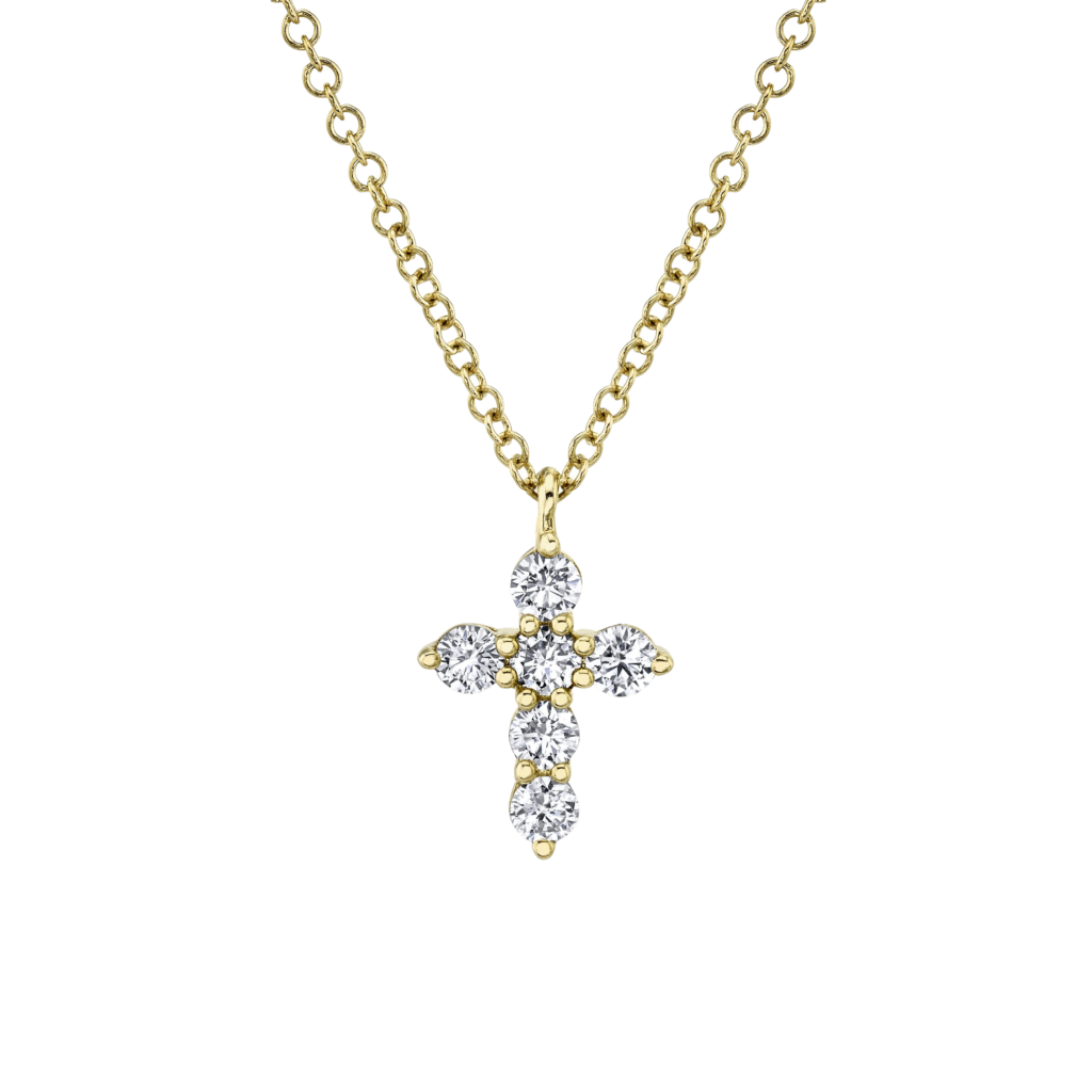 0.25ct 14K Y/G Diamond Cross Necklace