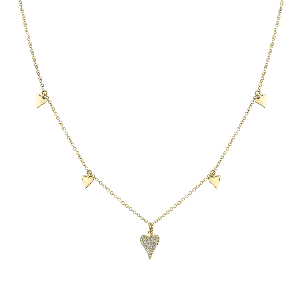 0.07ct 14K Y/G Diamond Pave Heart Necklace