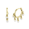 14K Y/G Cultured Pearl Huggie Earrings