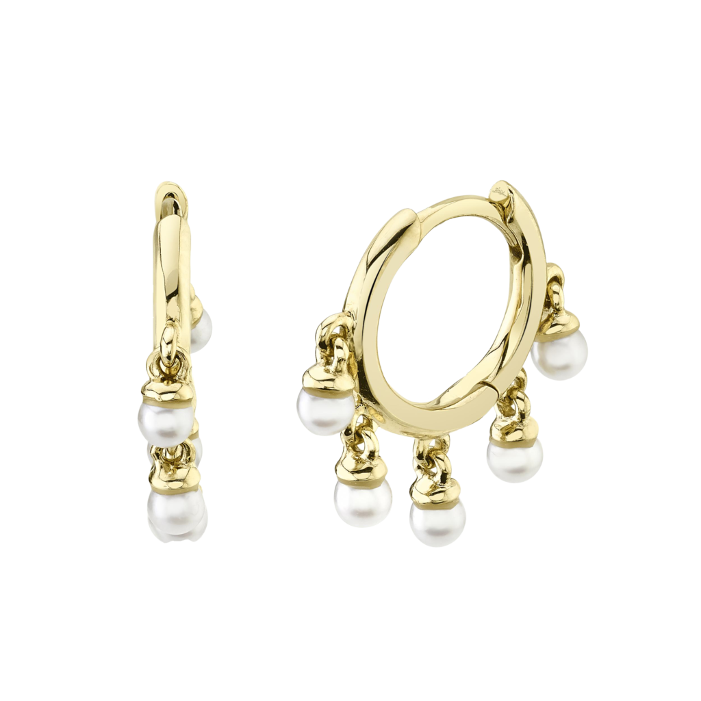 14K Y/G Cultured Pearl Huggie Earrings