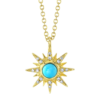 0.04ct Diamond & 0.21ct Composite Turquoise 14K Y/G yellow gold star pendant for women