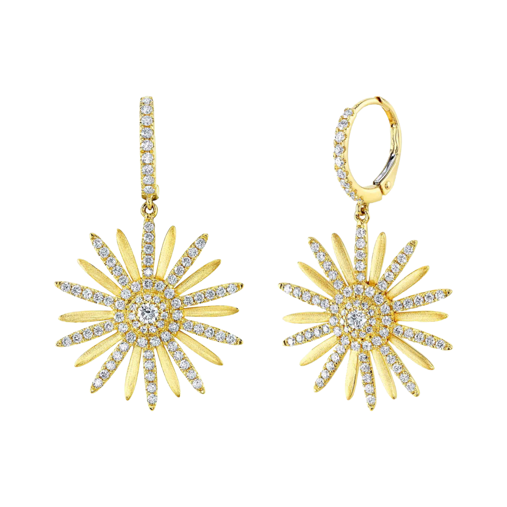 1.10ct 14K Y/G Diamond Flower Earrings