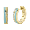 0.08ct Diamond & Turquoise-Color Enamel 14K Y/G Huggie Earrings
