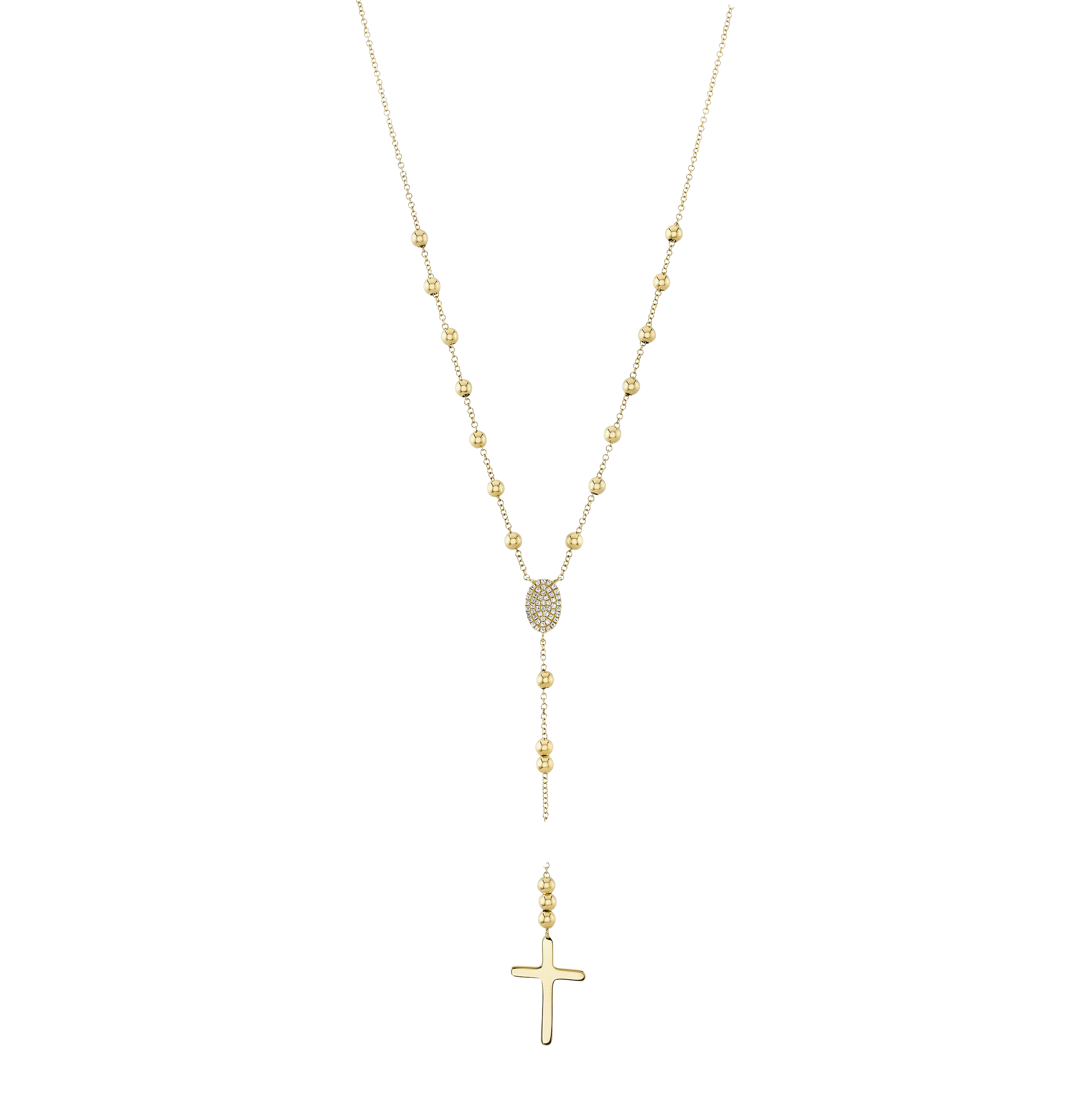 0.11ct 14K Y/G Diamond Cross Lariat Necklace
