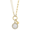 0.13ct Diamond & 0.57ct Mother of Pearl 14K Y/G Circle Paper Clip Link Necklace