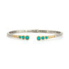 Classic Two-toned Open Bezel Set Turquoise & Diamond Bangle