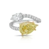 Yellow and White Pear Diamond Spiral Ring