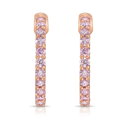 Pink Diamond Mini Hoop Earrings