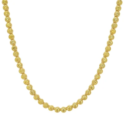 Intense Yellow Round Diamond Bezel Set Necklace