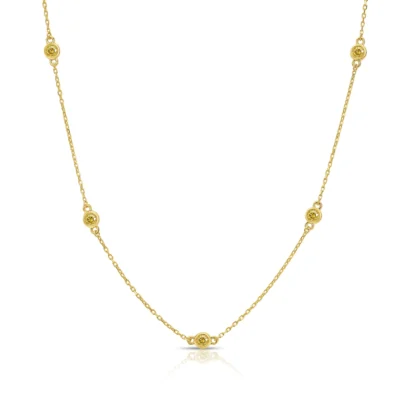 Yellow Diamond Bezel Station Necklace