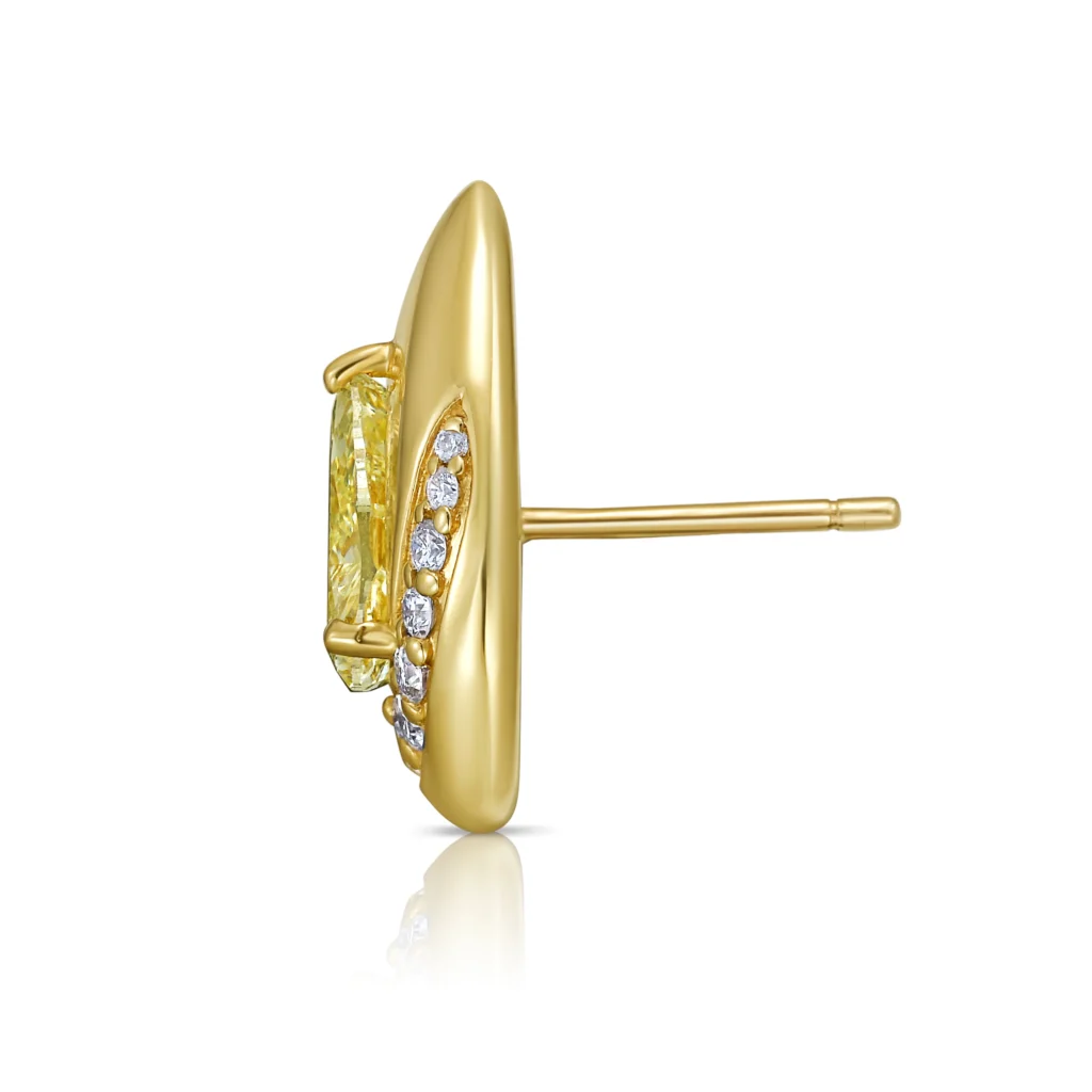 Alternative view of Bezel Swirl Yellow Diamond Studs