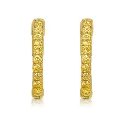 1 Carat Round Yellow Diamond Mini Hoop Earrings