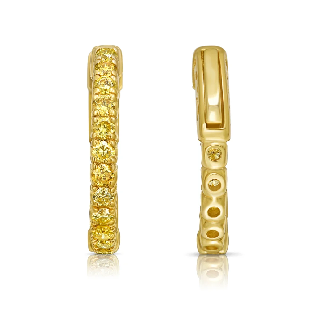 Alternative view of 1 Carat Round Yellow Diamond Mini Hoop Earrings