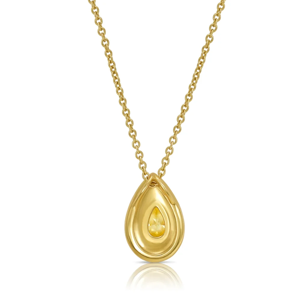 Alternative view of Bezel Spiral Pavé Yellow Pear Diamond Pendant