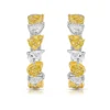 Yellow and White Pear Diamond Mini Hoop Earrings