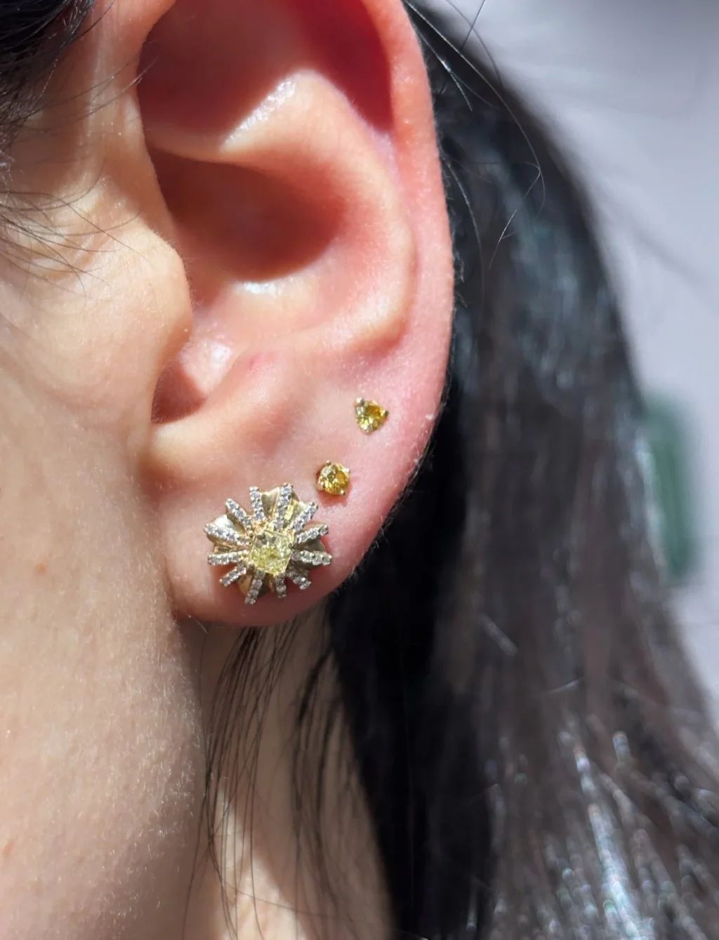 The Meelie Flower Yellow Diamond Studs - Image 3