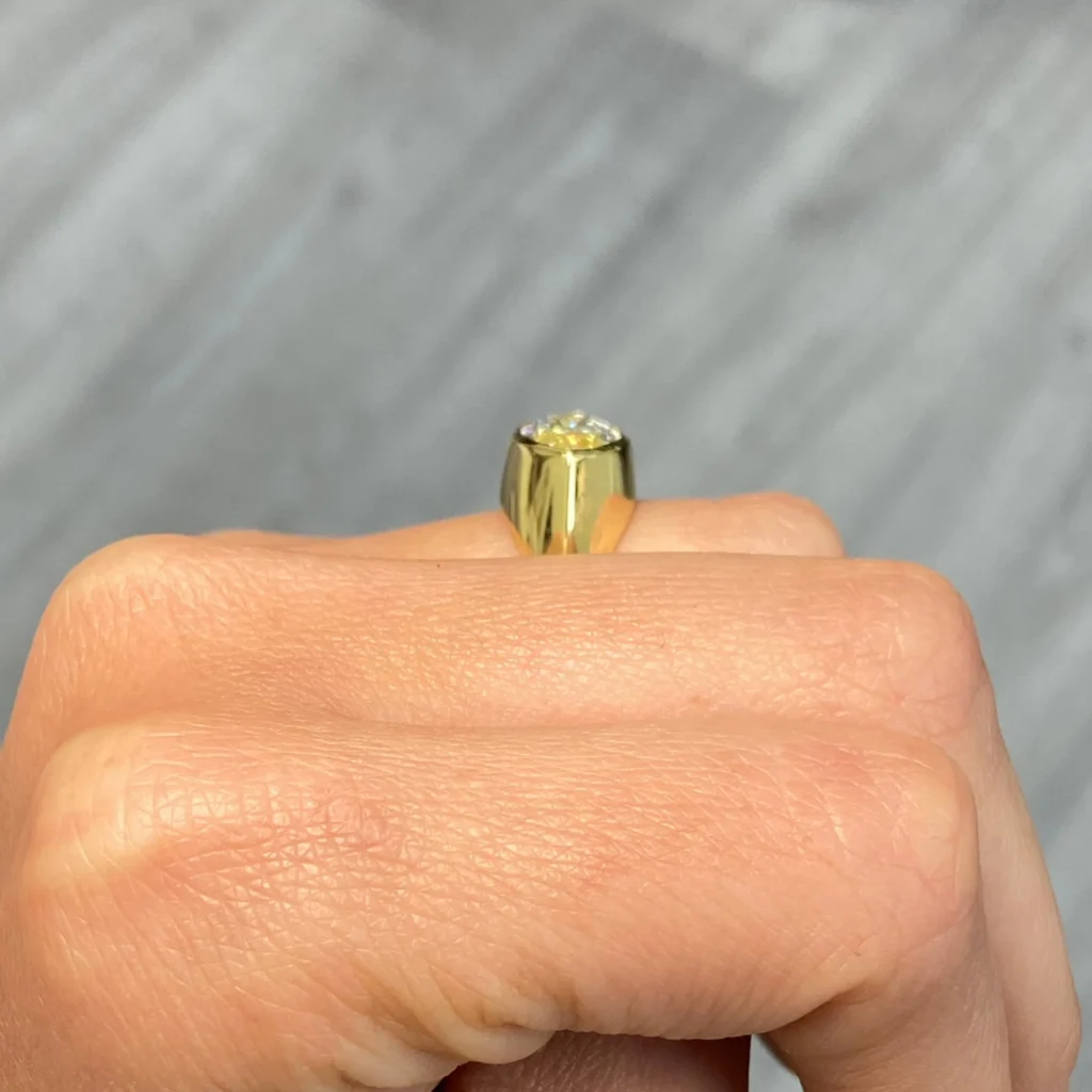 Fancy Yellow Marquise Cut East West Bezel Set Diamond Ring - Image 4