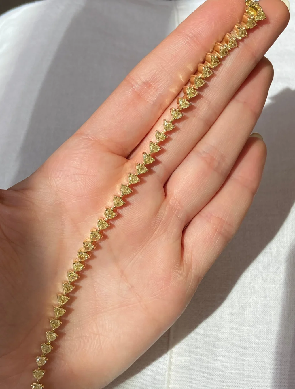 Yellow Heart Shape Diamond Tennis Bracelet - Image 3