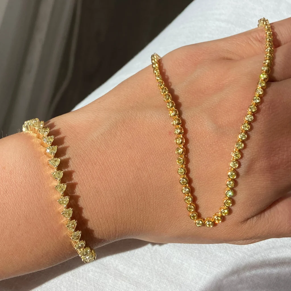 Yellow Heart Shape Diamond Tennis Bracelet - Image 4