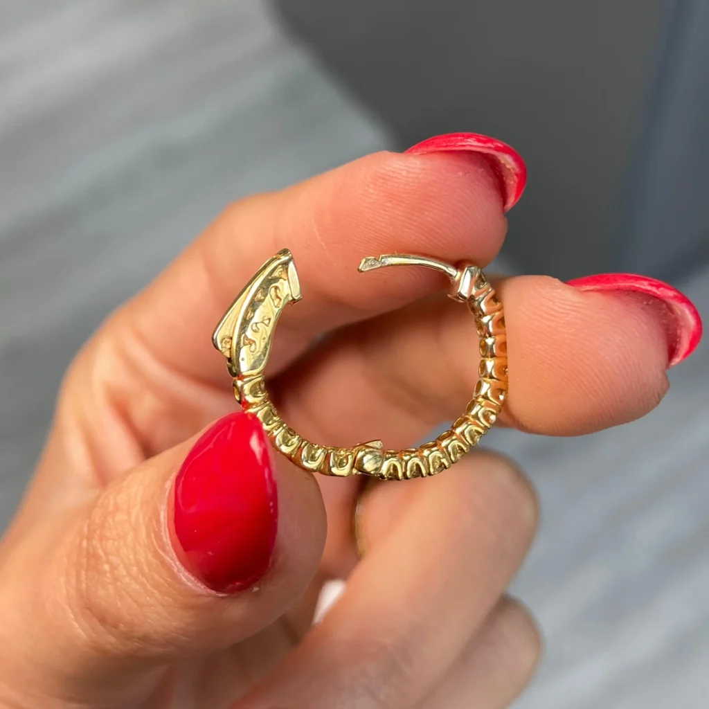 1 Carat Round Yellow Diamond Mini Hoop Earrings - Image 5