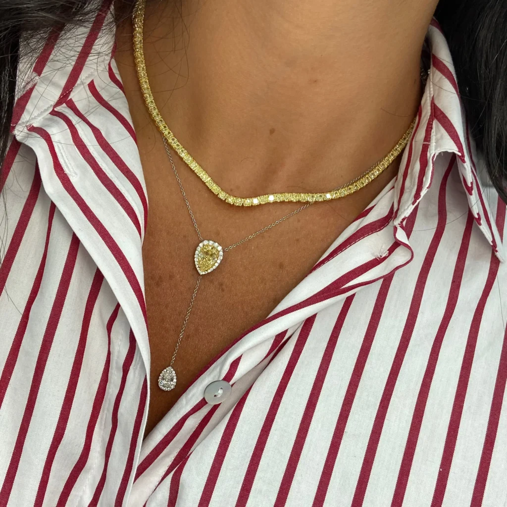 Yellow Pear Diamond Lariat Necklace - Image 3