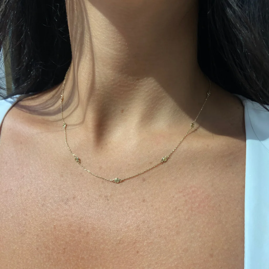 Alternative view of Yellow Diamond Bezel Station Necklace