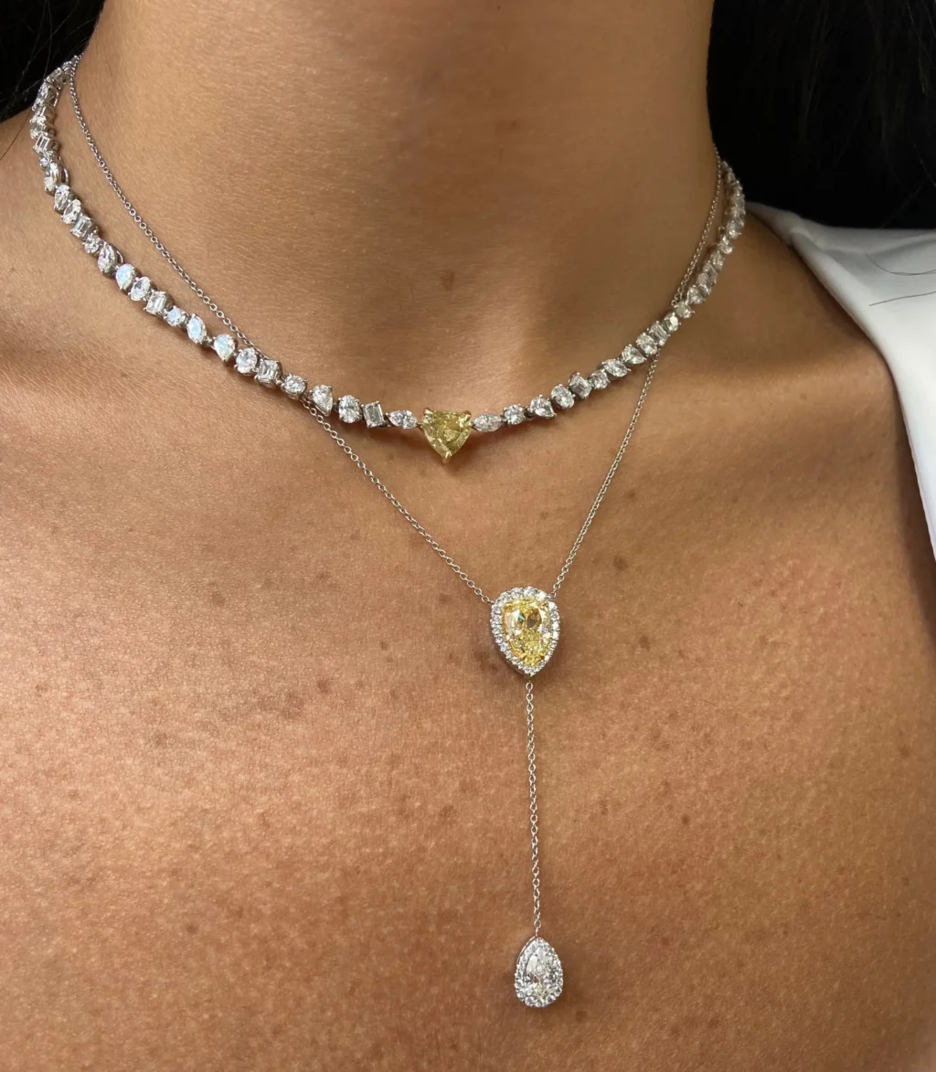 Yellow Pear Diamond Lariat Necklace - Image 2
